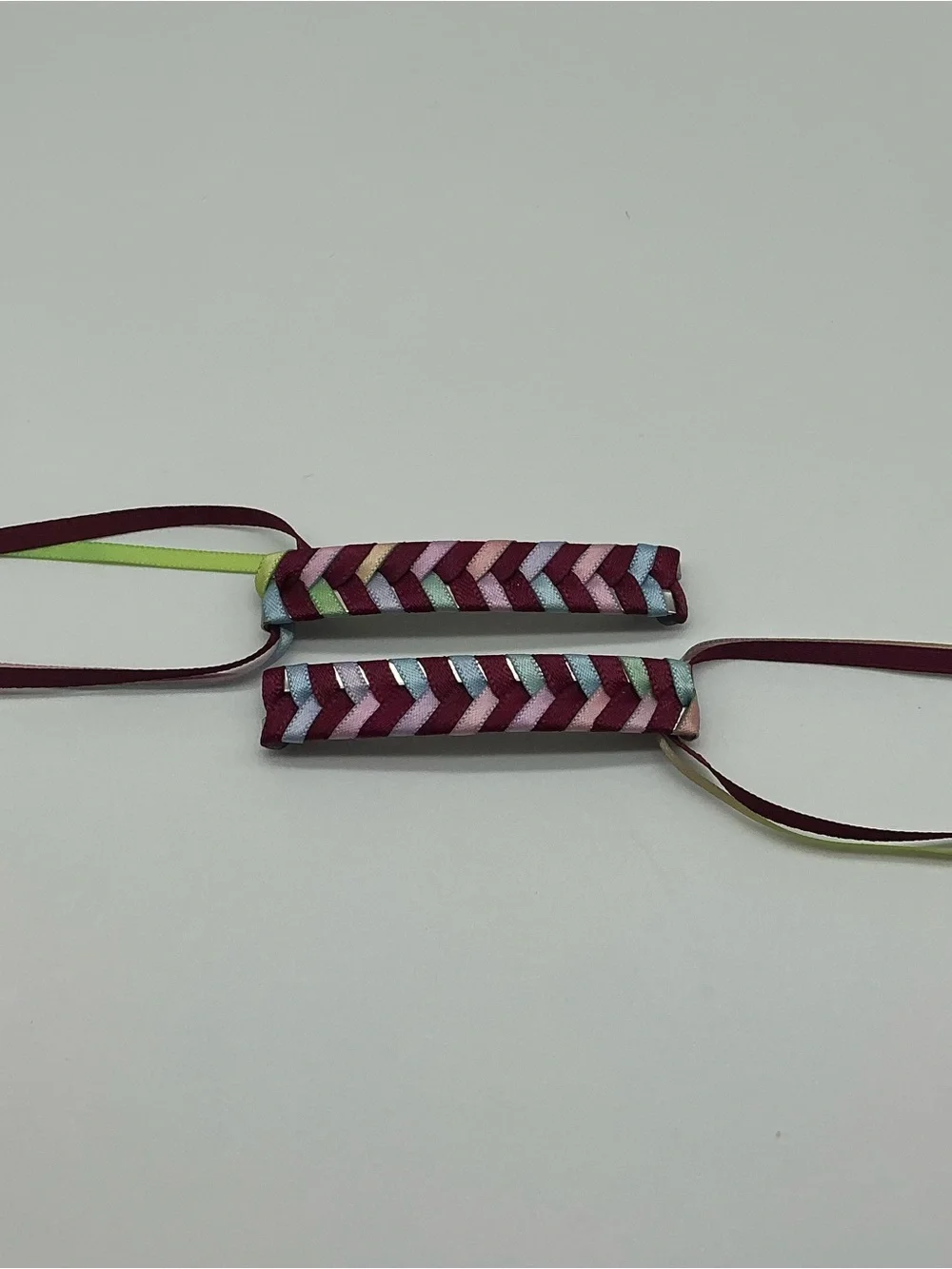 Dark Red and Pastel Rainbow 80s Barrettes & 12 Jelly Bracelets